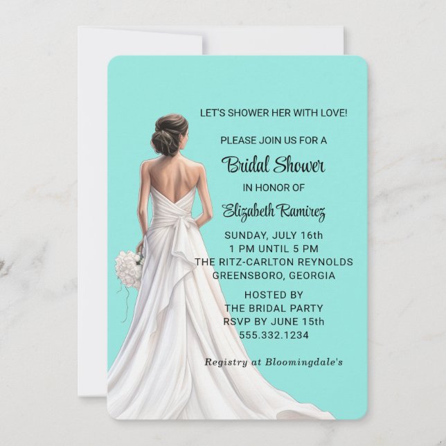 Elégante invitation à la douche nuptiale (Devant)
