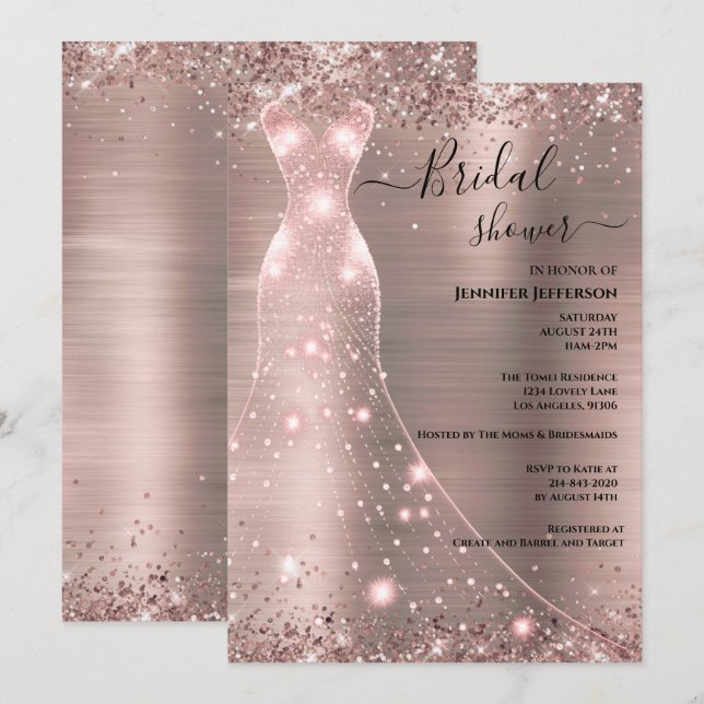 Elégante invitation à la douche nuptiale (Devant / Derrière)