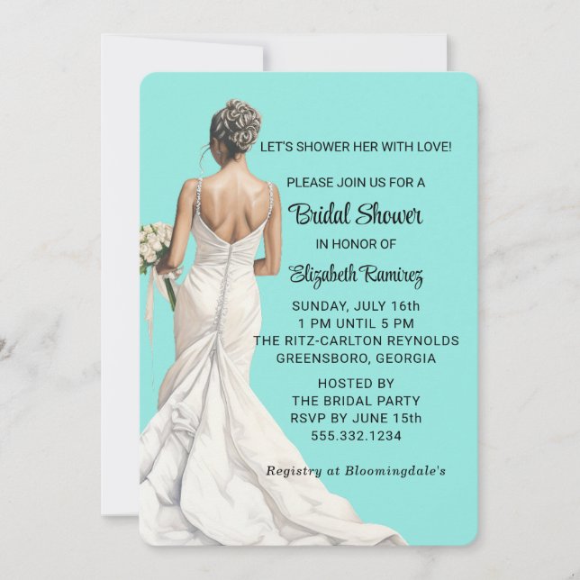 Elégante invitation à la douche nuptiale (Devant)