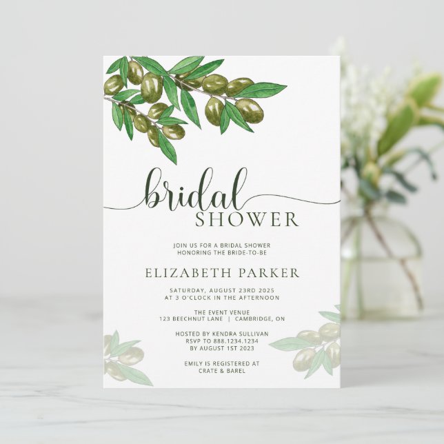 Elégante invitation à la douche nuptiale à branche (Debout devant)