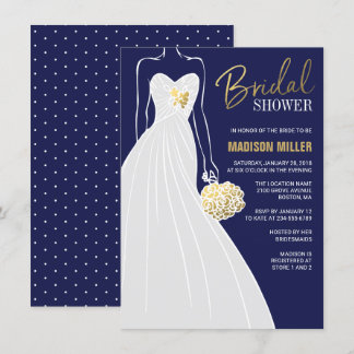 Elégante invitation à la douche nuptiale | Bleu et