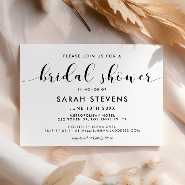 Elégante invitation à la douche nuptiale noire et  (Créateur téléchargé)
