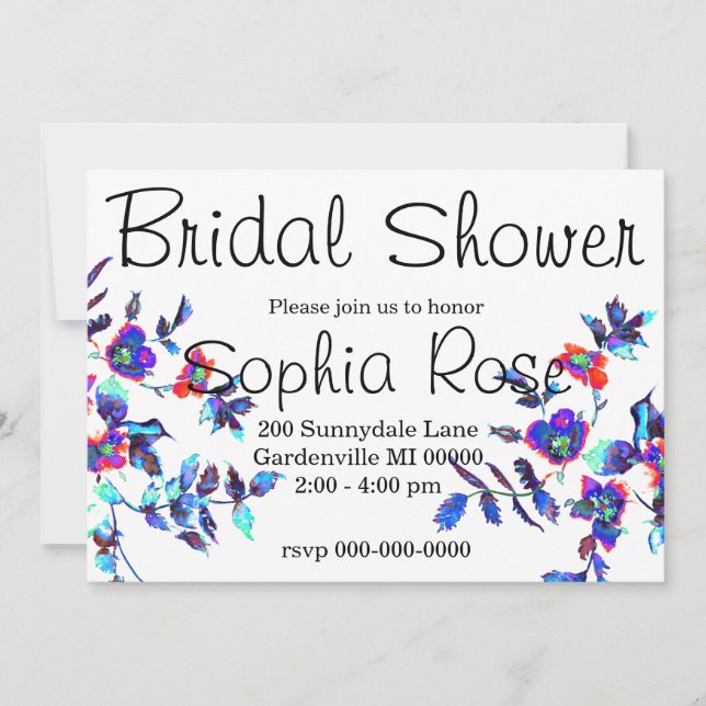 Elégante invitation à la douche nuptiale rose bleu (Devant)