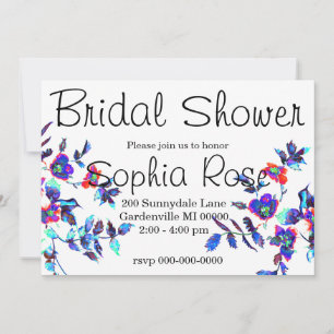 Elégante invitation à la douche nuptiale rose bleu