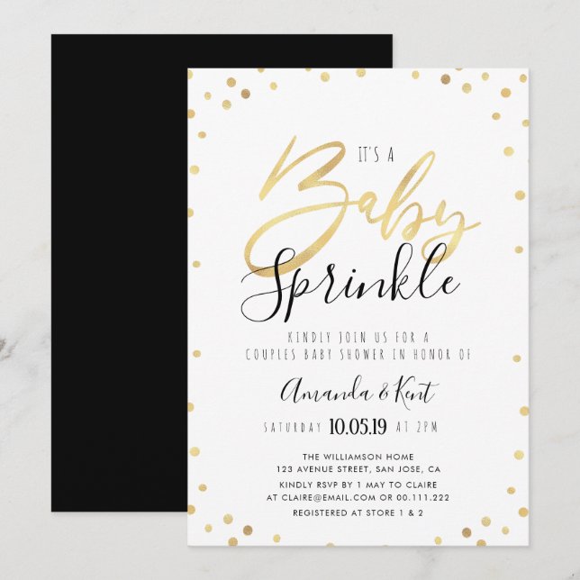 Elégante invitation à la douche pour les couples e (Devant / Derrière)