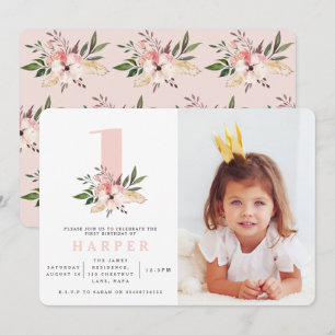 Elégante invitation à la fête d'anniversaire rose