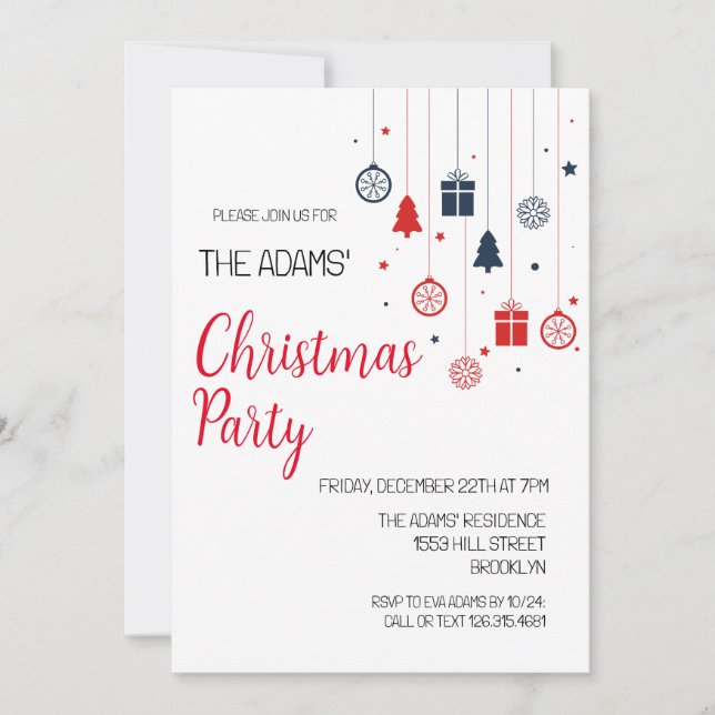 Élégante invitation à la fête de Noël (Devant)