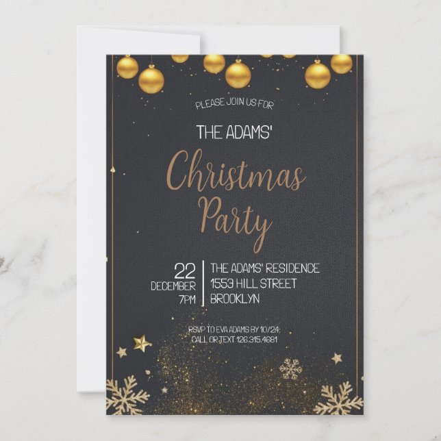 Élégante invitation à la fête de Noël (Devant)