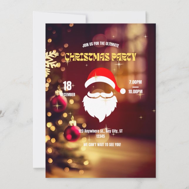 Élégante invitation à la fête de Noël (Devant)