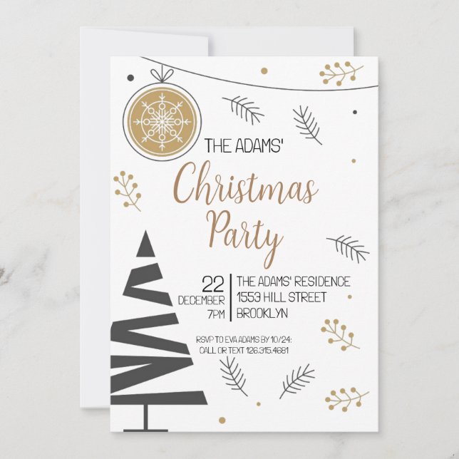 Élégante invitation à la fête de Noël (Devant)