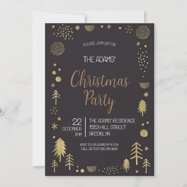 Élégante invitation à la fête de Noël (Devant)