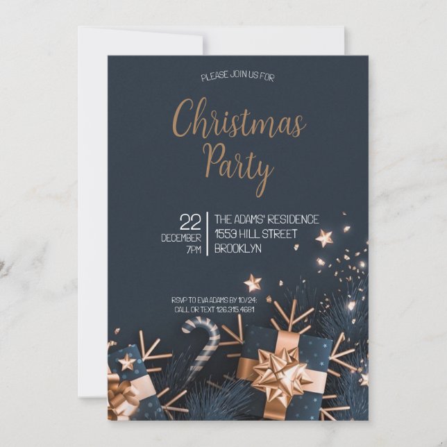 Élégante invitation à la fête de Noël (Devant)