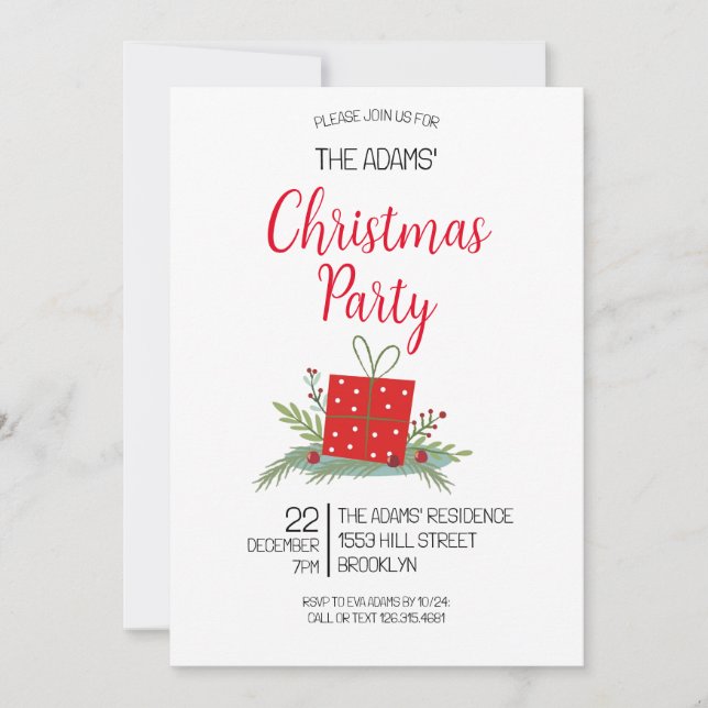 Élégante invitation à la fête de Noël (Devant)