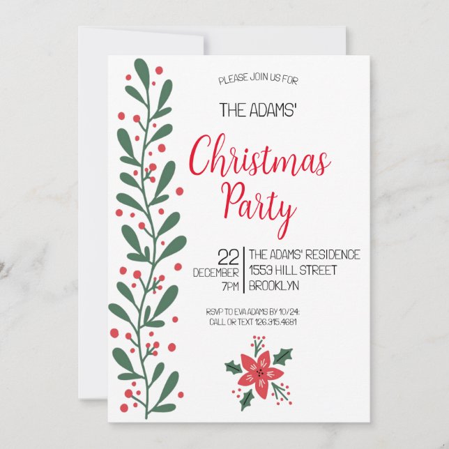 Élégante invitation à la fête de Noël (Devant)