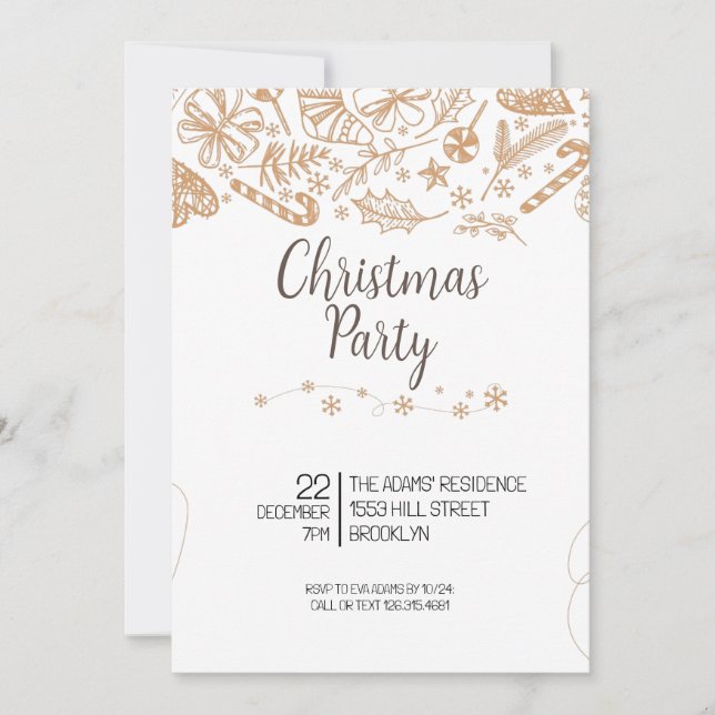 Élégante invitation à la fête de Noël (Devant)