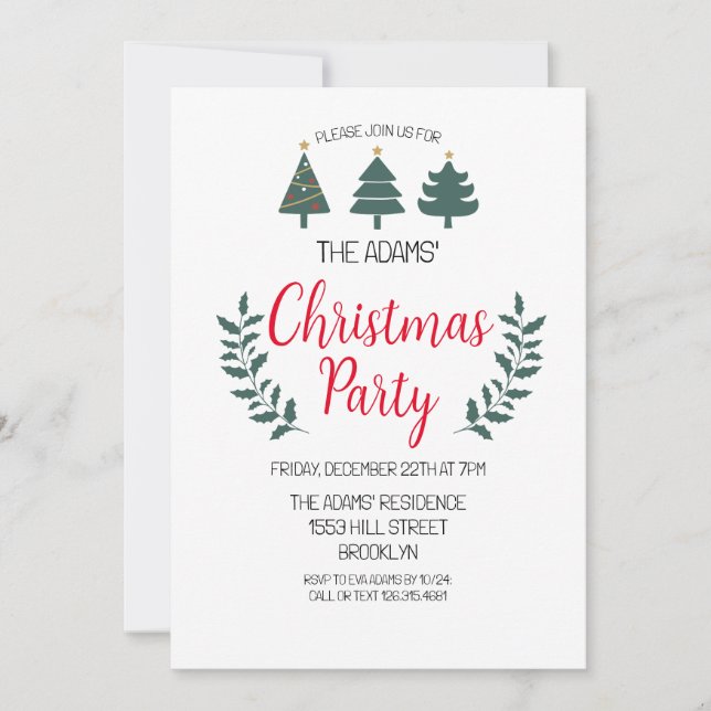 Élégante invitation à la fête de Noël (Devant)