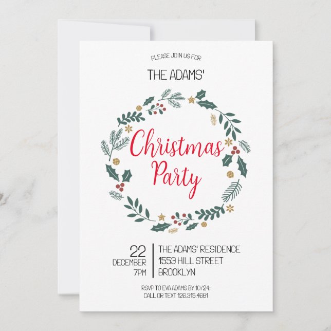 Élégante invitation à la fête de Noël (Devant)