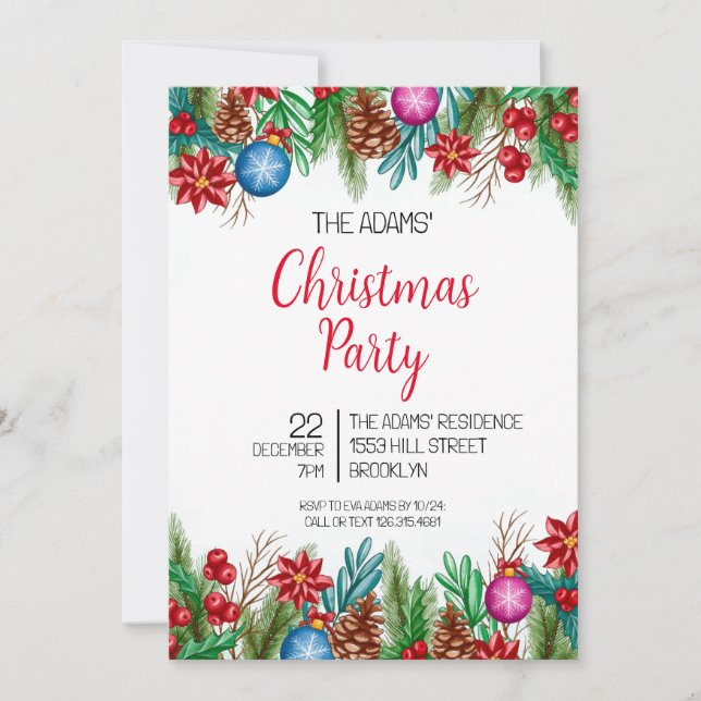 Élégante invitation à la fête de Noël (Devant)