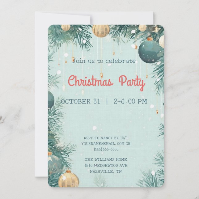 Élégante invitation à la fête de Noël (Devant)