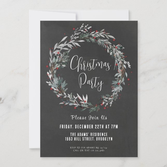 Élégante invitation à la fête de Noël (Devant)