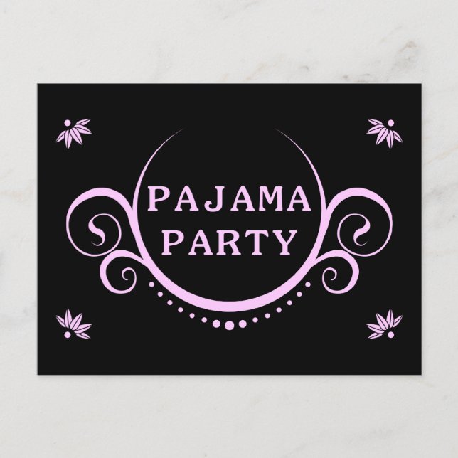 élégante invitation à la fête du pyjama (Devant)