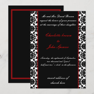 élégante invitation à mariage damassé rouge