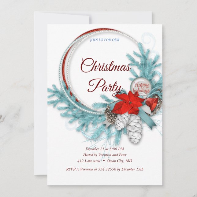 Élégante invitation à Noël doux (Devant)
