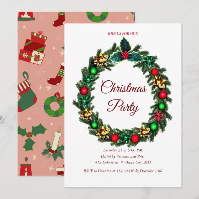 Élégante invitation à Noël doux (Devant / Derrière)