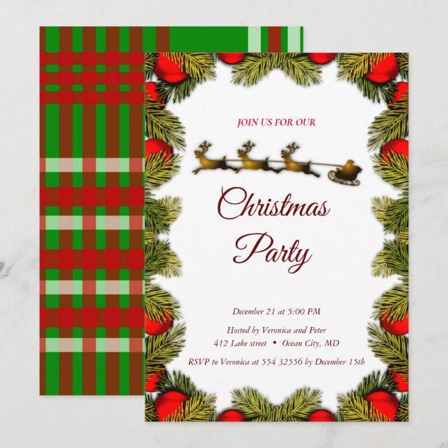 Élégante invitation à Noël doux (Devant / Derrière)