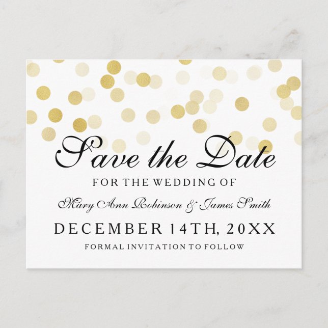 Élégante invitation à sauver la date avec paillett (Devant)