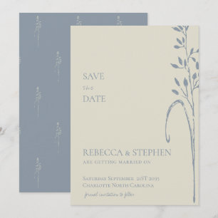 Élégante invitation à sauver la date dans un bleu 
