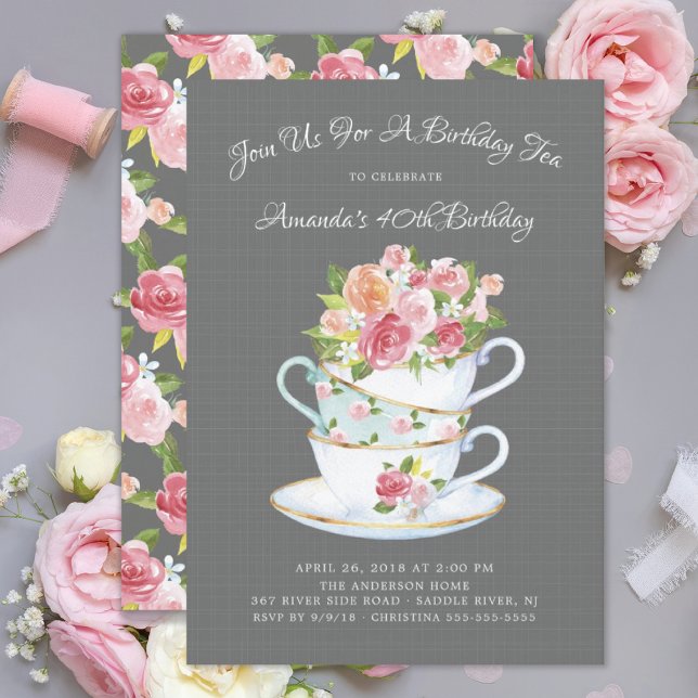 Elégante invitation à thé pour l'anniversaire (Créateur téléchargé)