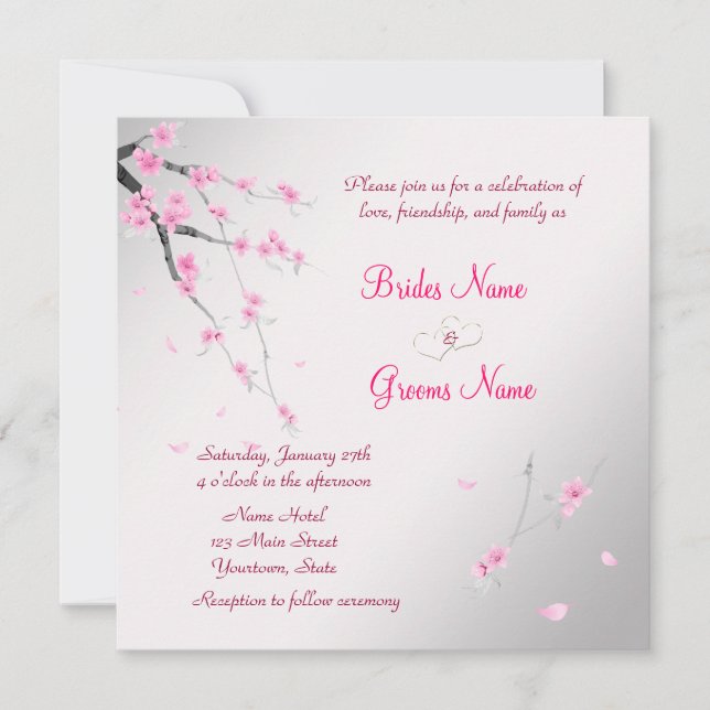 Elégante invitation à un mariage avec Sakura (Devant)