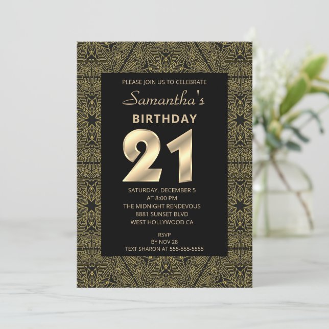 Elégante invitation Art Déco Anniversaire (Debout devant)