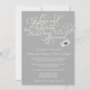Elégante invitation au mariage avec Anemone, gris