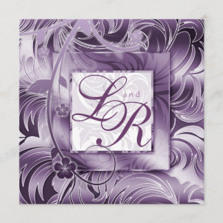 Elégante invitation au mariage Floral Purple Silve