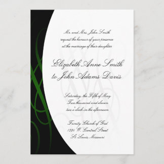 Élégante invitation au mariage Noir et Vert