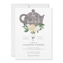 Élégante invitation au thé de la Rose blanche