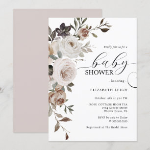 Elégante Invitation Baby shower Floral