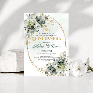 Élégante invitation Boho Quinceañera de verdure