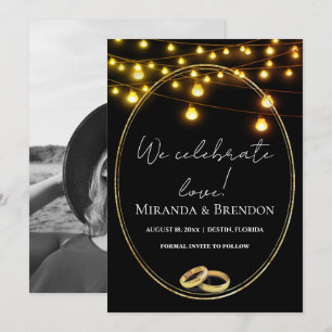 Élégante invitation confetti ocre noir et or
