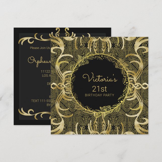 Elégante Invitation d'anniversaire d'or (Devant / Derrière)