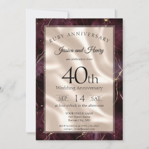 Élégante invitation de 40e anniversaire de mariage