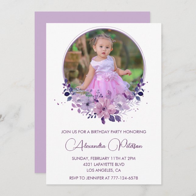 Elégante invitation de 4e anniversaire Photo Elega (Devant / Derrière)