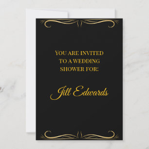 Élégante invitation de douche de mariage noir et o