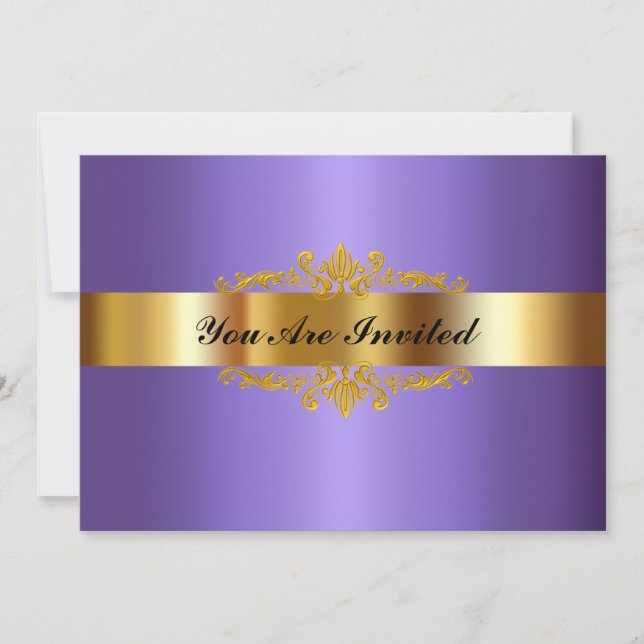 Élégante Invitation de fête d'anniversaire Gold Pu (Devant)
