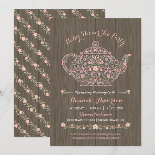 Élégante Invitation de la douche pour bébé en bois