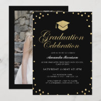 Elégante invitation de la fête de grad noir & or