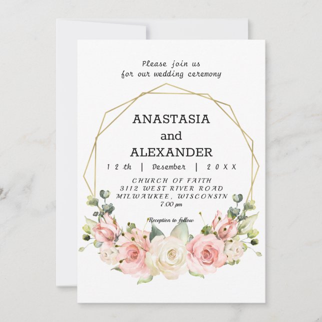 Elégante invitation de mariage. (Devant)