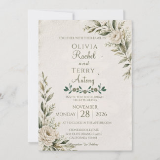 Élégante invitation de mariage à motif botanique a